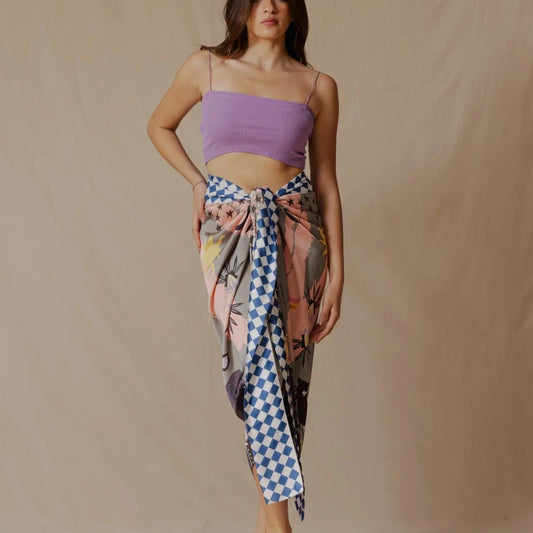 Palma Wilderness Lover Sarong Sage Green X Salmon