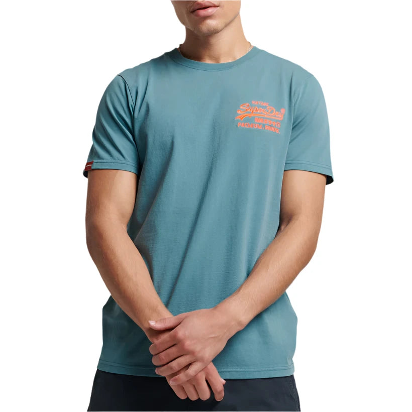 Superdry Vintage Logo Neon Tee "Hydro Blue"