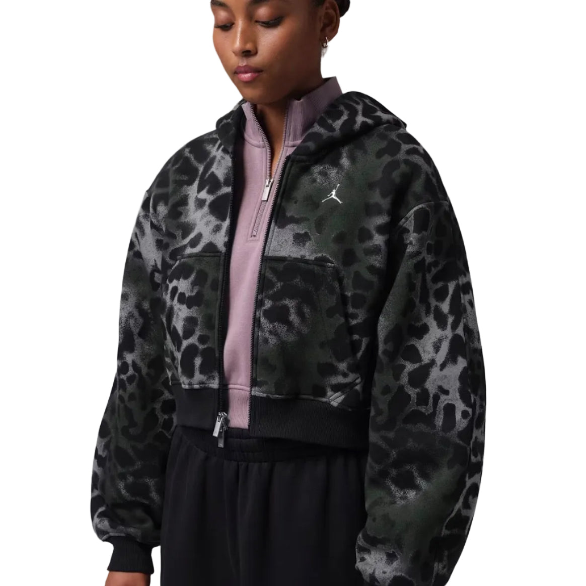 Jordan Brooklyn Fleece
Women's Cropped Full-Zip Hoodie - Black