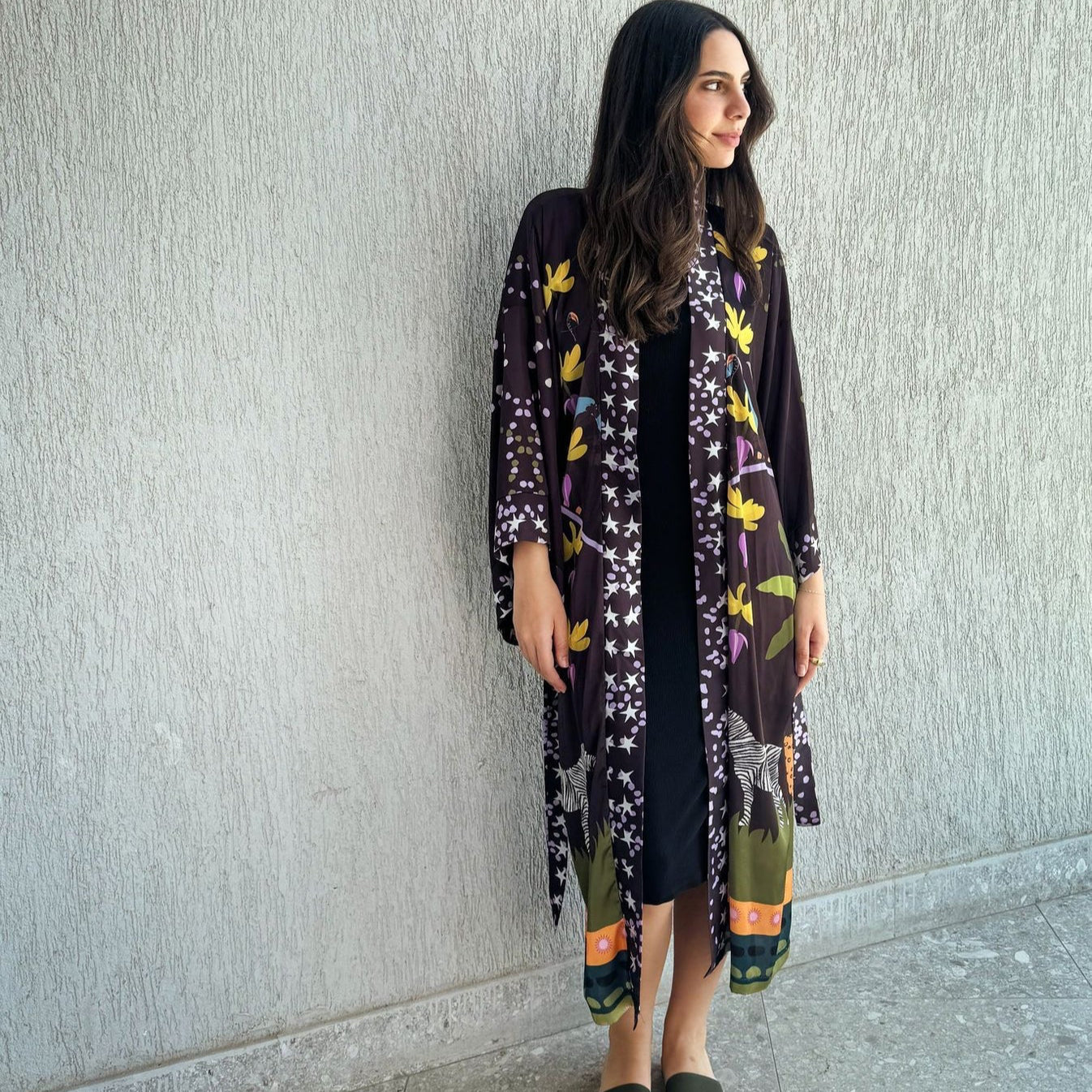 Palma Jungle Night Sparks Satin Kimono