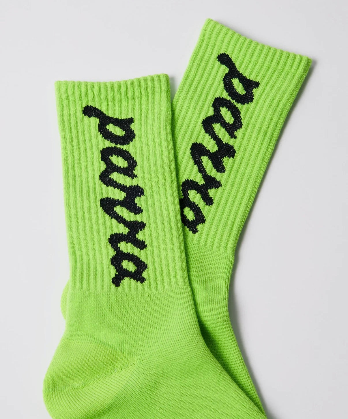 Lowercase scriptlogo crew socks “acid green”