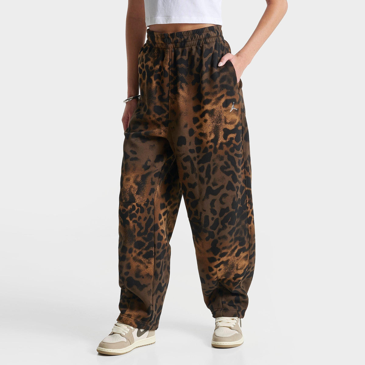 Jordan Women's Flight Brooklyn Animal Print Wide-Leg Pant (Brown)