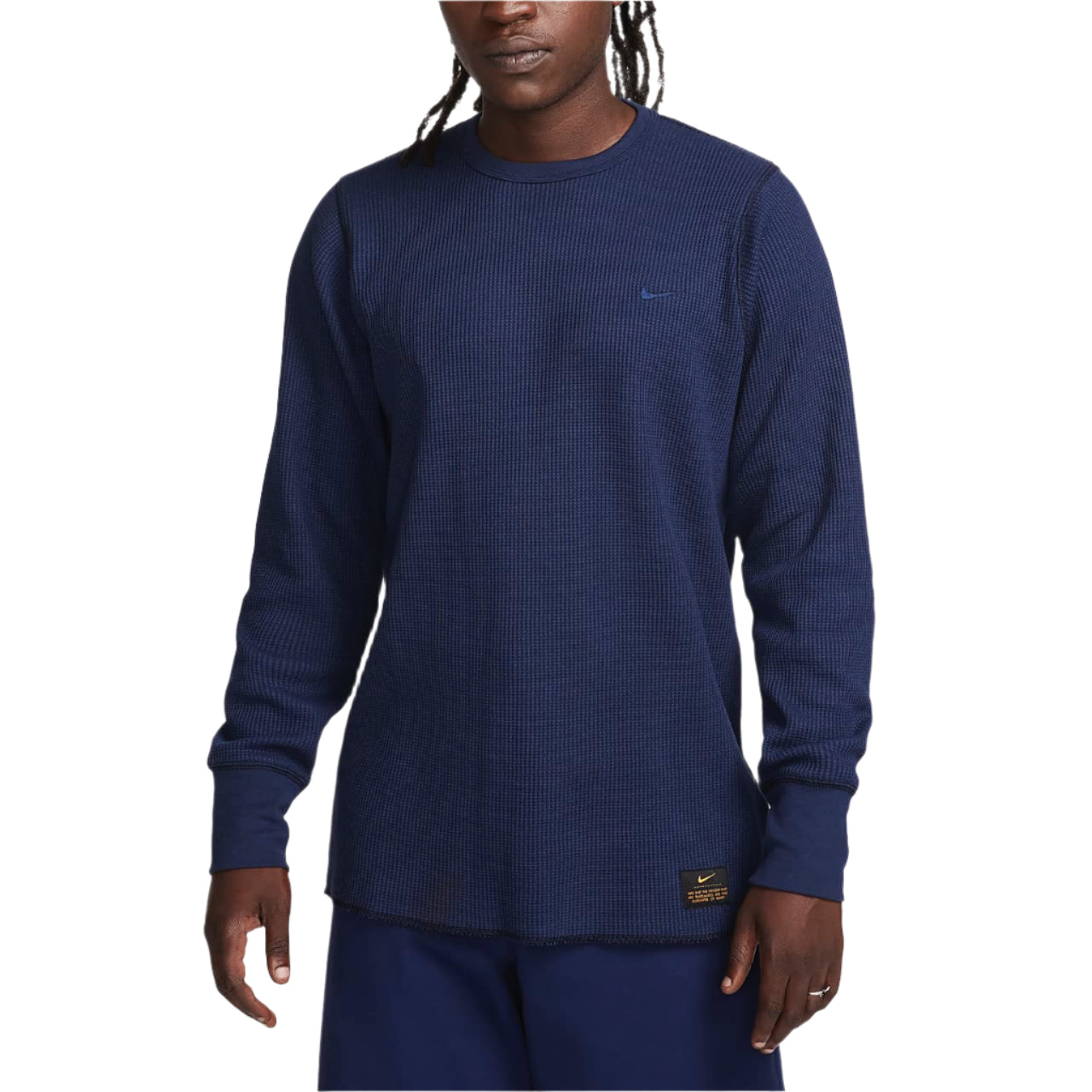 Nike Life Long Sleeve Heavyweight Waffle Top Navy STUDIIYO23