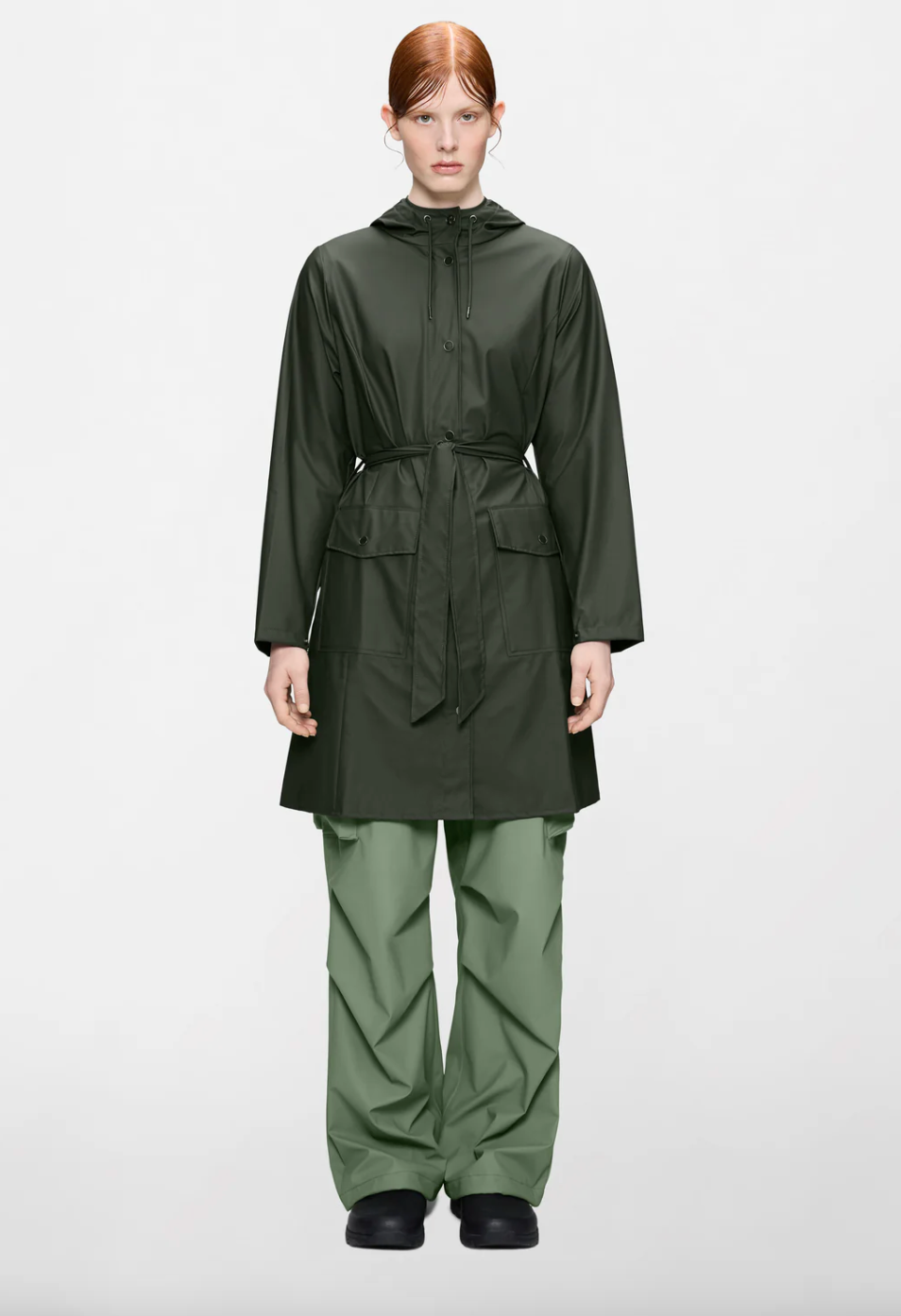 RAINS Curve Long Women's Jacket "Green"