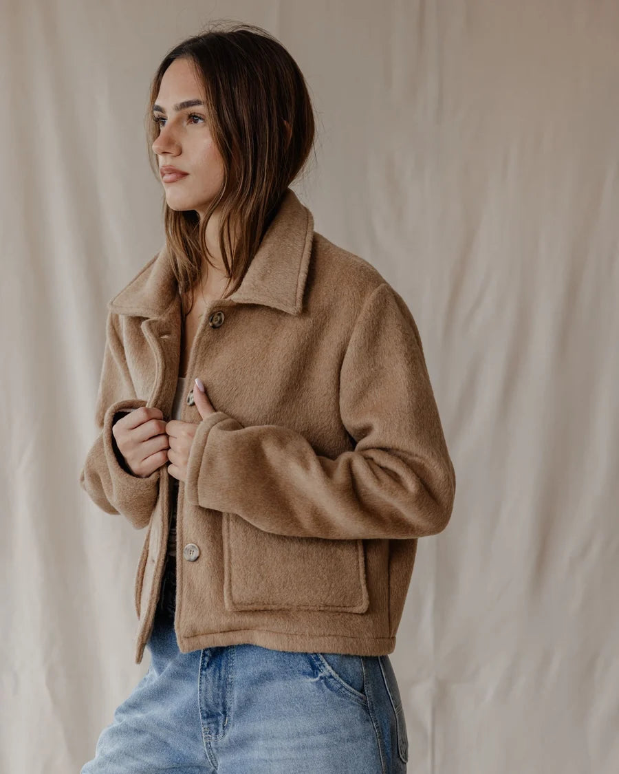 Palma Cropped Coat - Beige