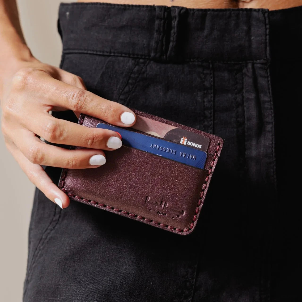 Palma Gleam Card Holder Burgundy