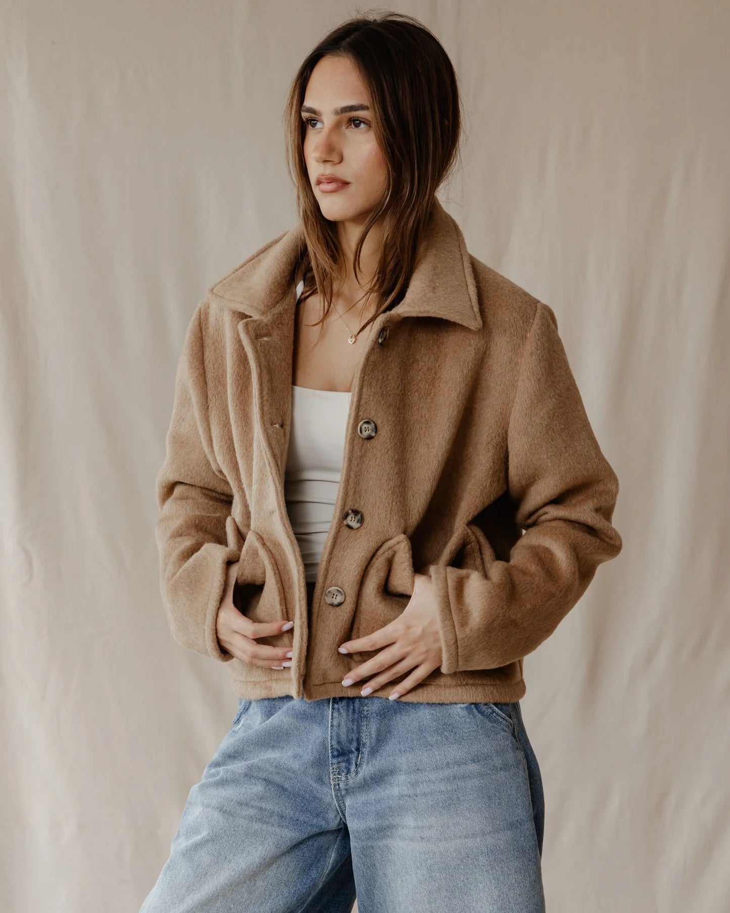Palma Cropped Coat - Beige
