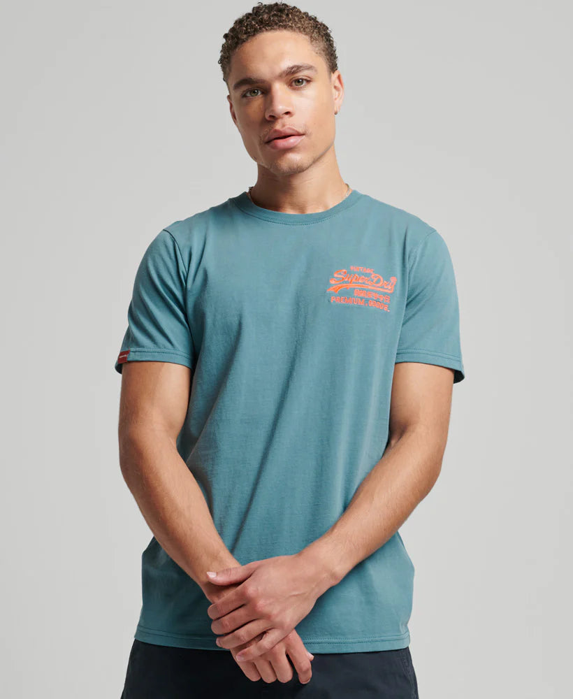 Superdry Vintage Logo Neon tee "Hydro Blue"