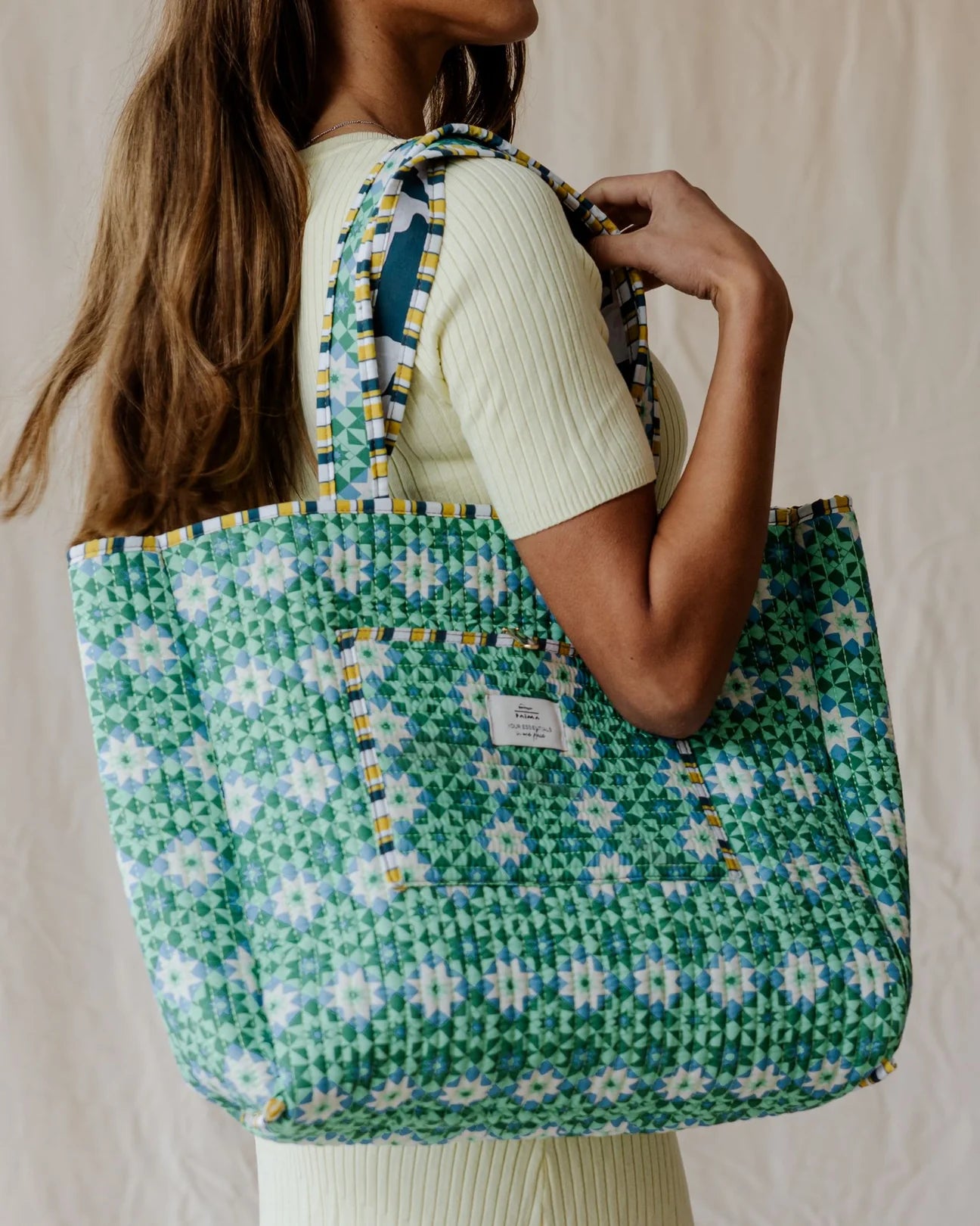 Palma Tile & Lily Quilted Reversible Tote Bag