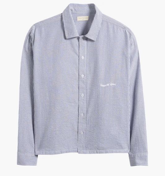 Museum of Peace and Quiet Wordmark Button Up “Navy”
