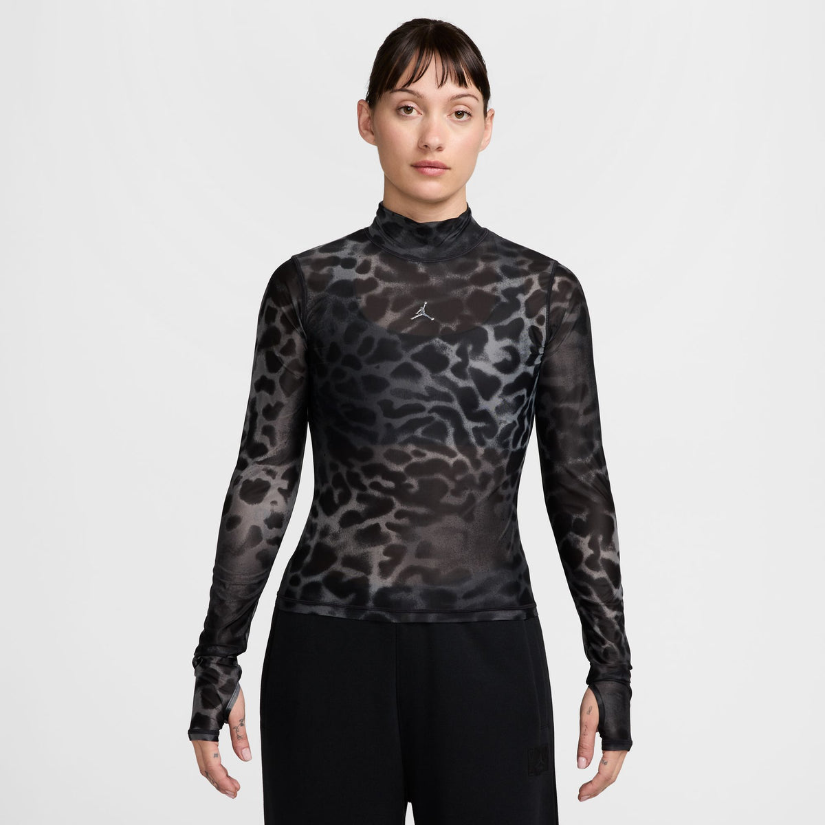 Jordan W Animal Print Long Sleeve Black