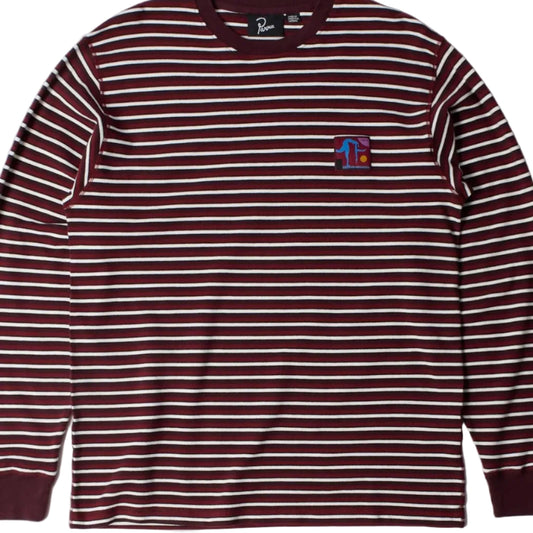 Parra Tripped Stripes Pique Long Sleeve Shirt Dark Red