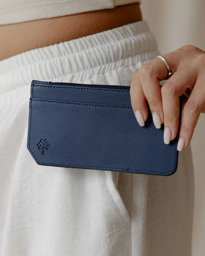 Palma Navy Blue Flowered Card Holder