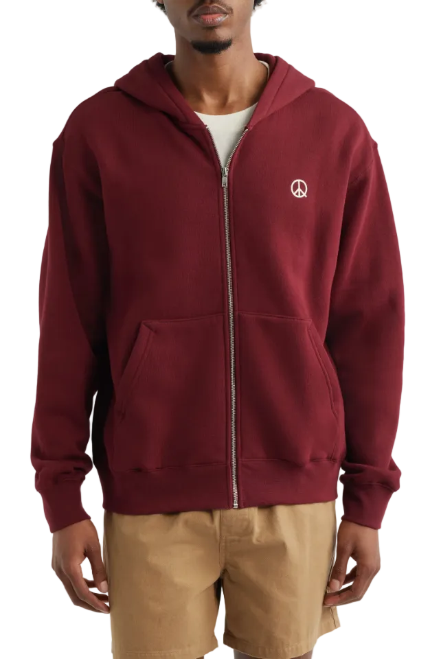 Museum of Peace and Quiet Wordmark Zip Up Hoodie - Burgundy