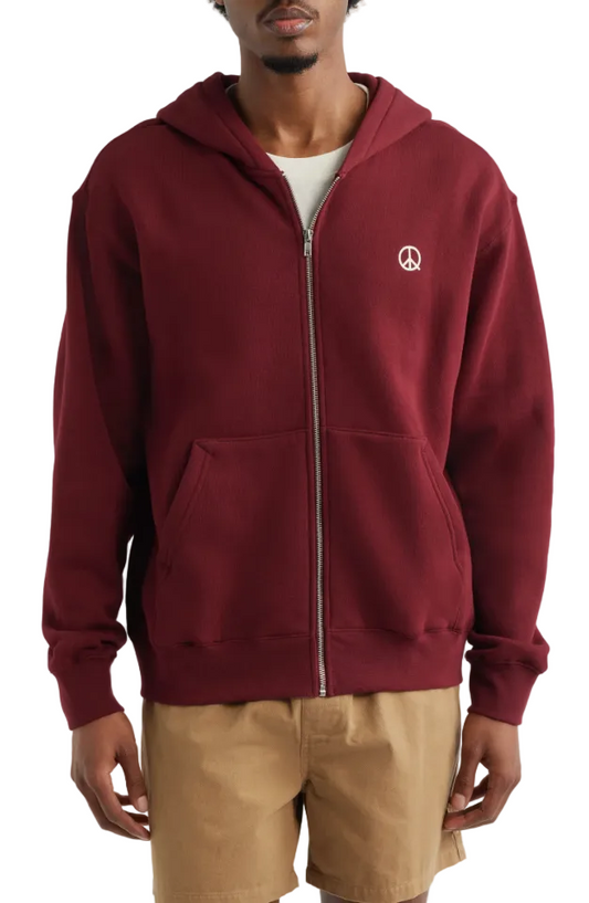 Museum of Peace and Quiet Wordmark Zip Up Hoodie - Burgundy