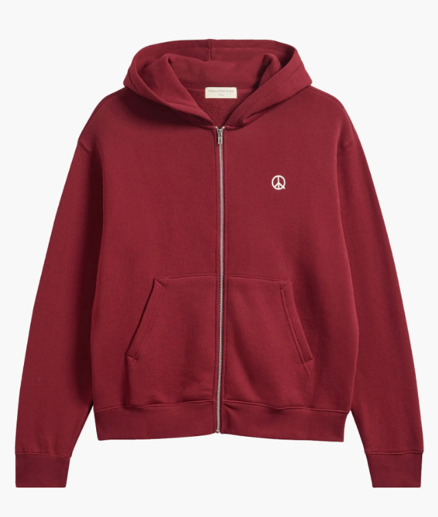 Museum of Peace and Quiet Wordmark Zip Up Hoodie - Burgundy