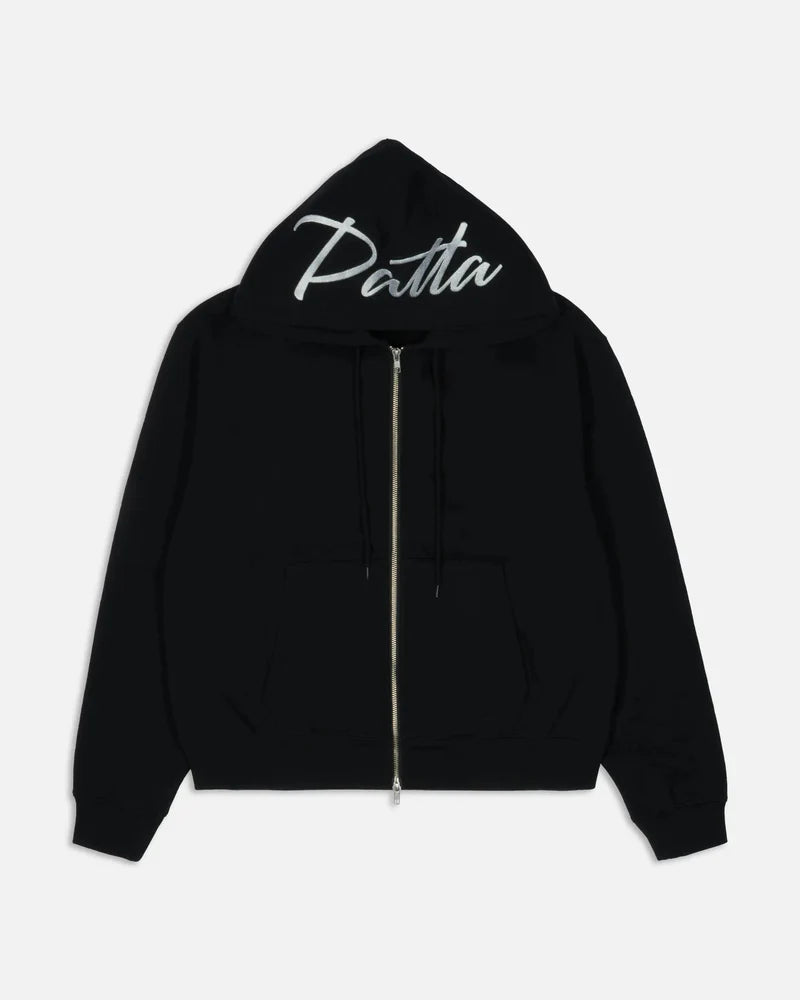 Patta Embro Classic Zip Up Hooded Sweater "Black"