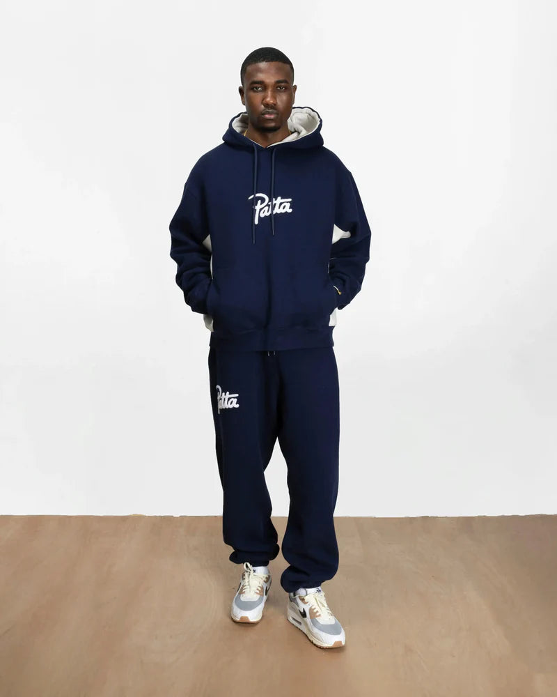 Patta Chenille Logo Hooded Sweater "Black Iris"