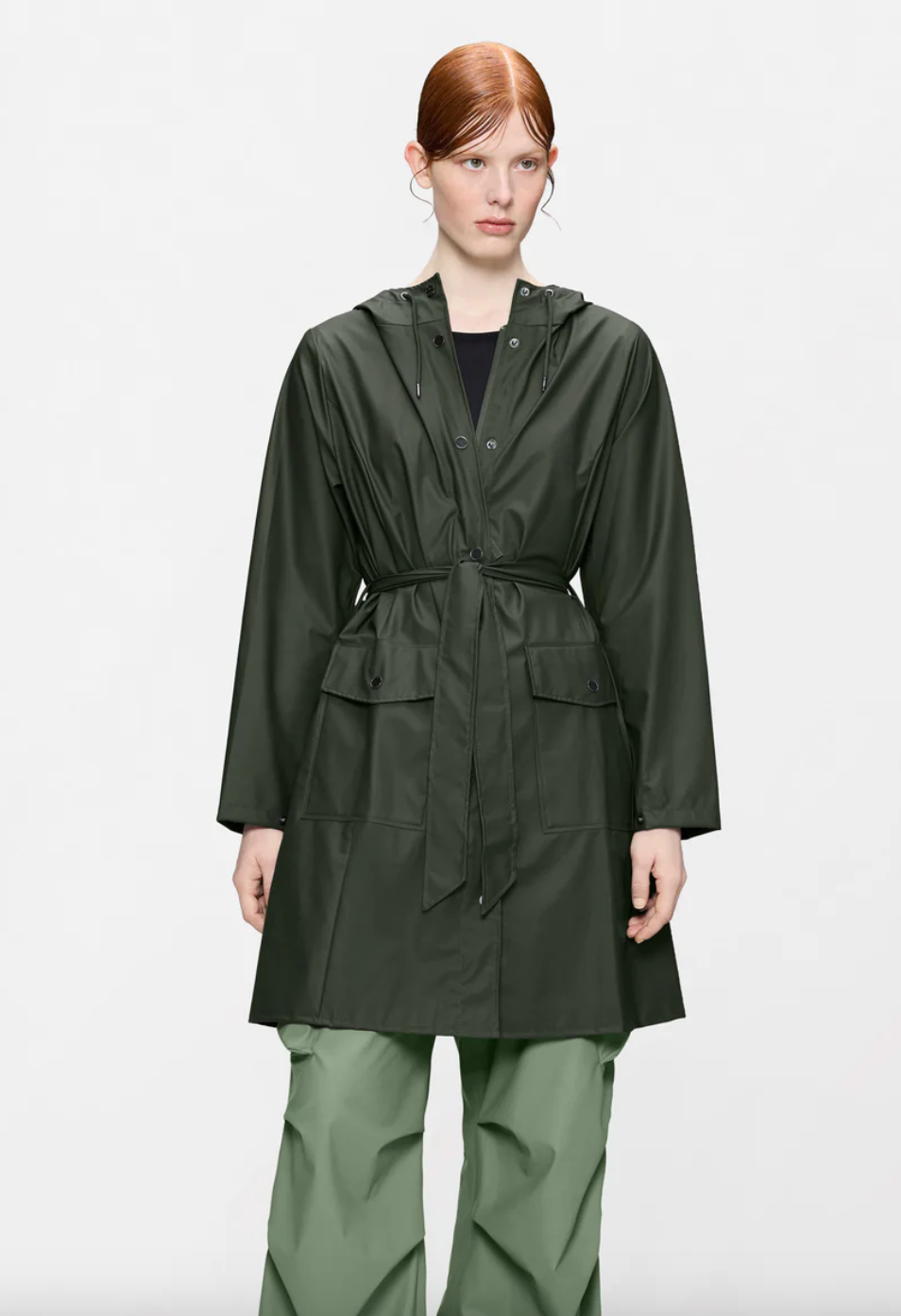 RAINS Curve Long Women's Jacket "Green"