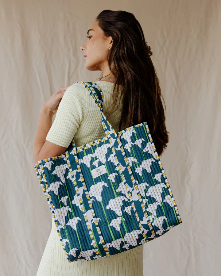 Palma Tile & Lily Quilted Reversible Tote Bag