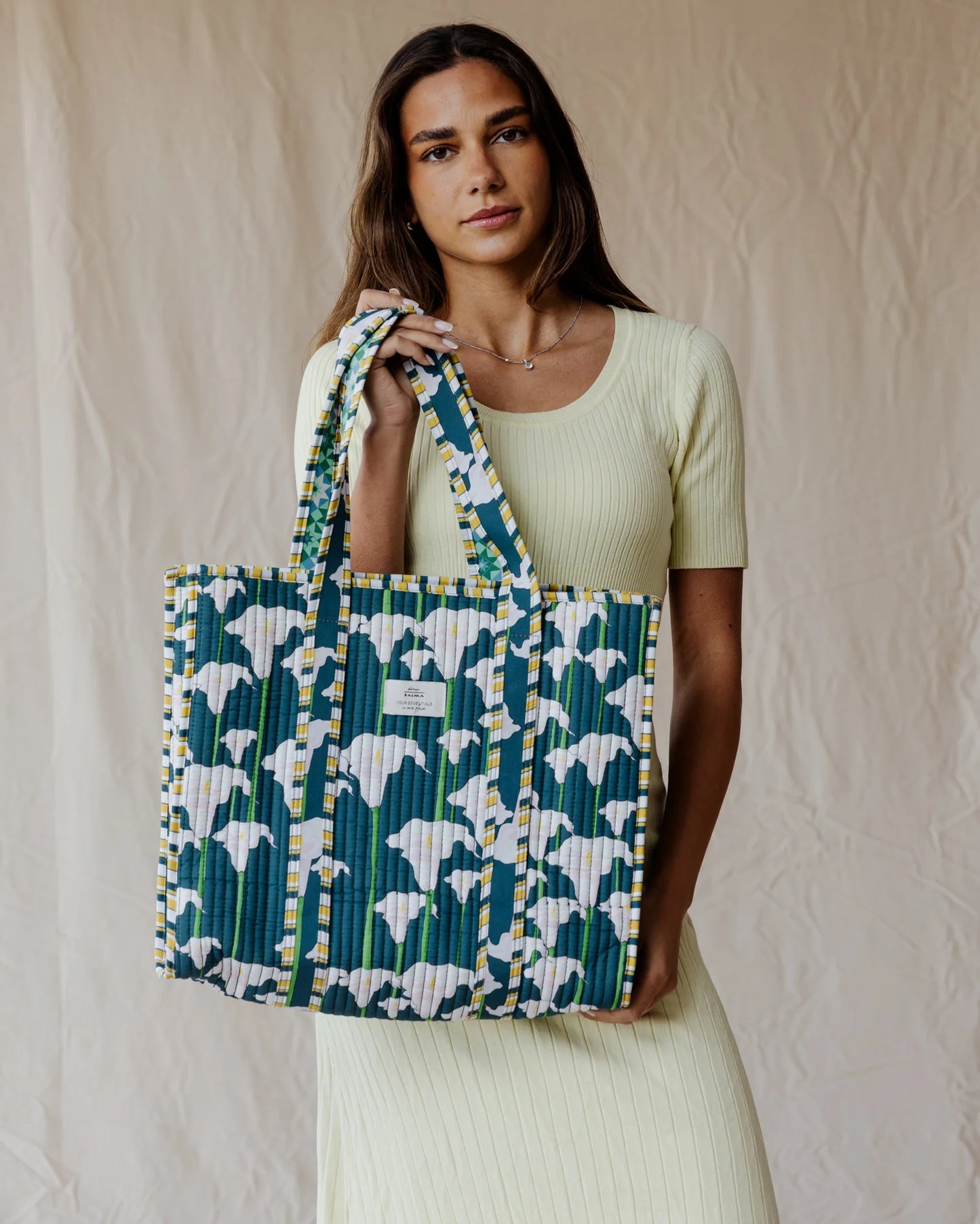 Palma Tile & Lily Quilted Reversible Tote Bag
