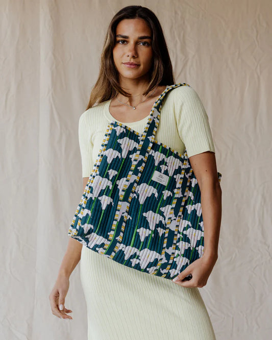 Palma Tile & Lily Quilted Reversible Tote Bag