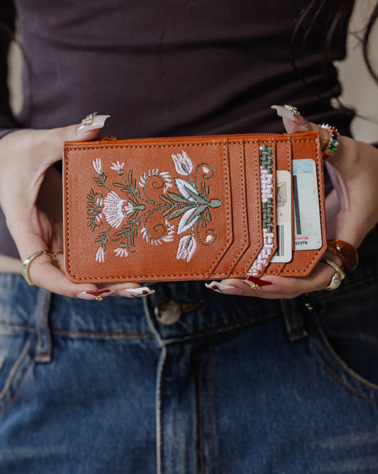 Palma Havane Flowered Card Holder (Brown)