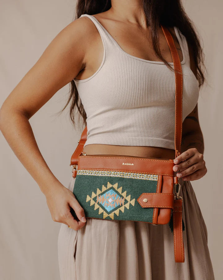 Palma Tribal Tapestry Purse (Olive/Brown)