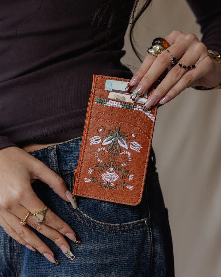 Palma Havane Flowered Card Holder (Brown)