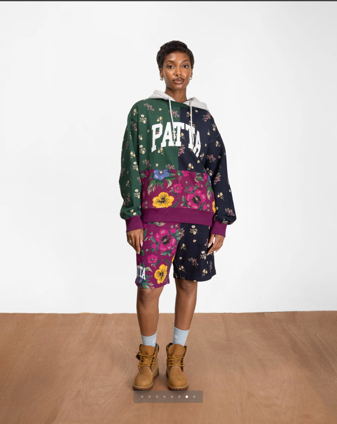Patta Floral Patchwork Hooded Sweater