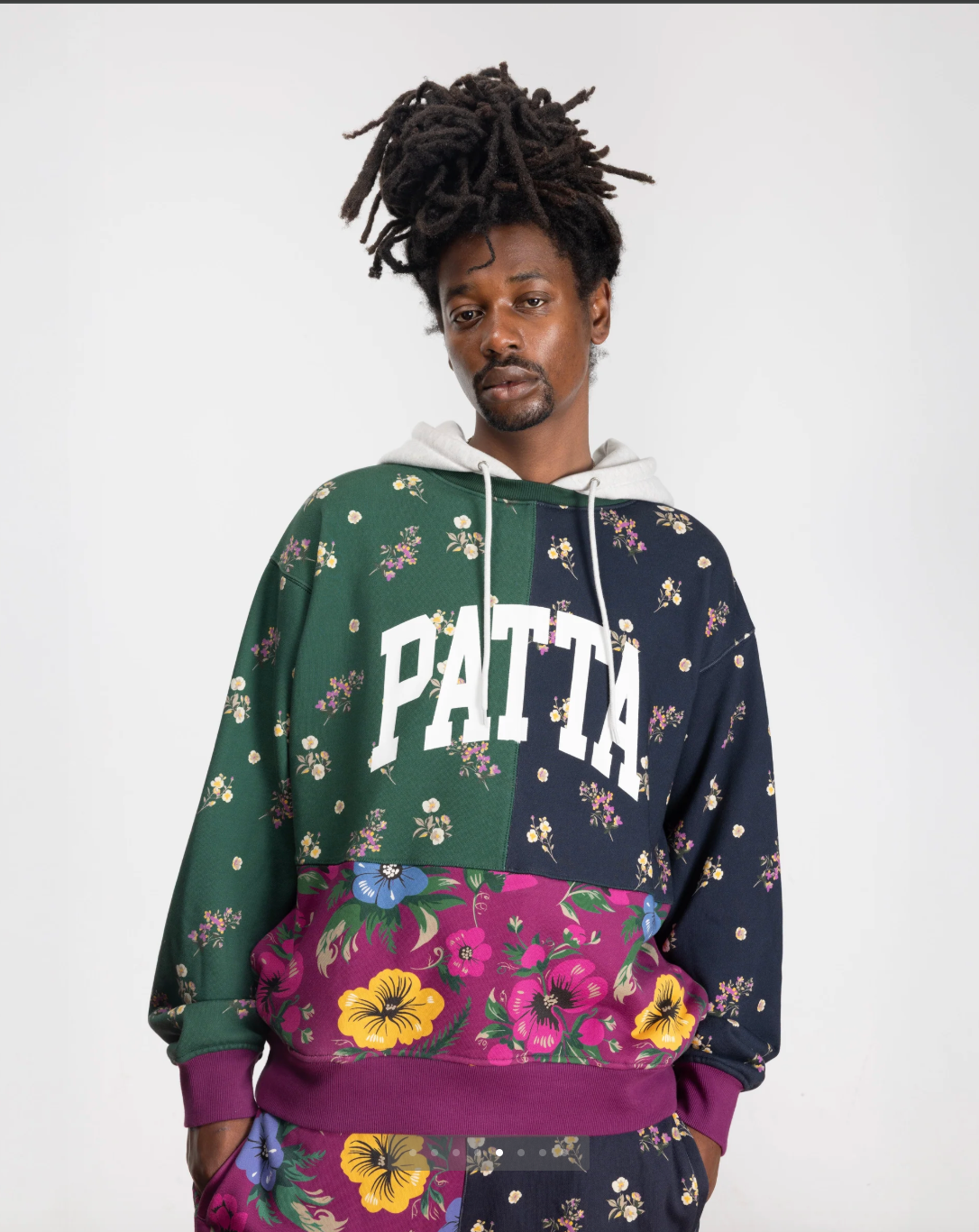 Patta Floral Patchwork Hooded Sweater