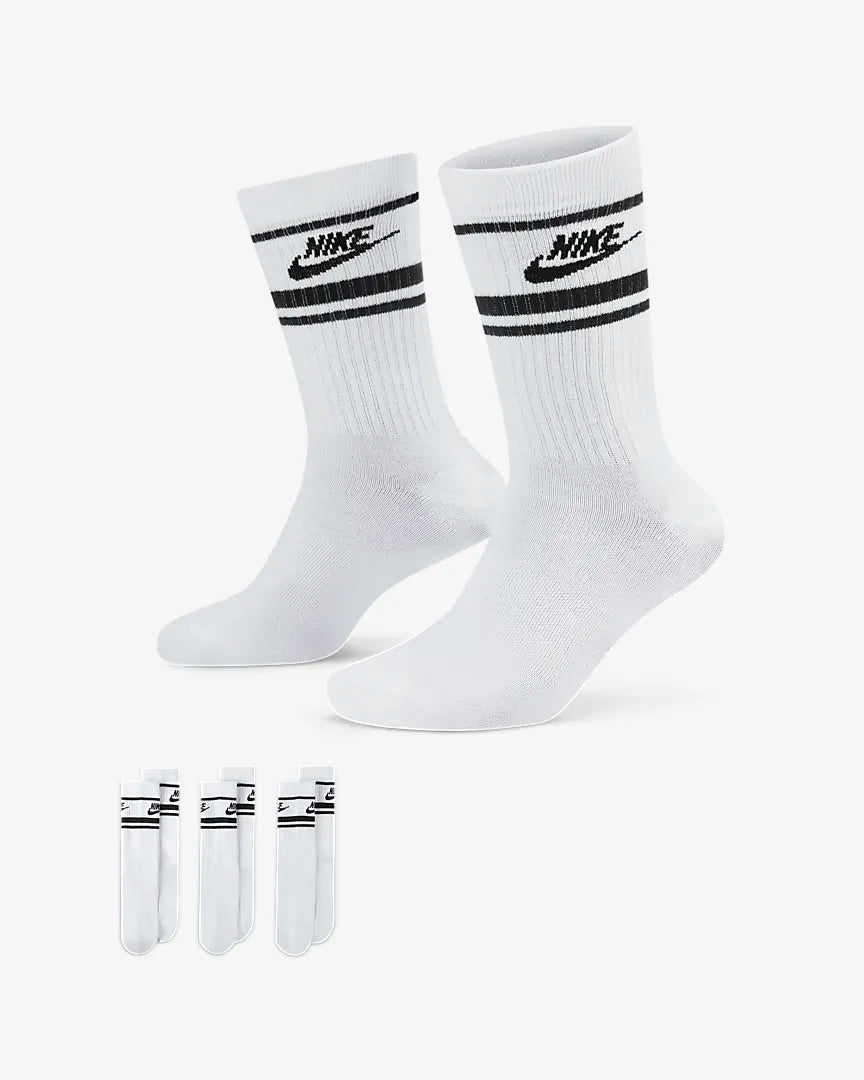 Nike Sportswear Everyday Essential Crew Socks ( 3 Pack) - White/Black